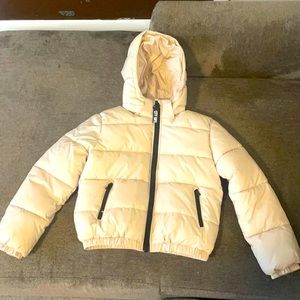 H&M kids jacket US 8 beige girls puffer w detachable hood